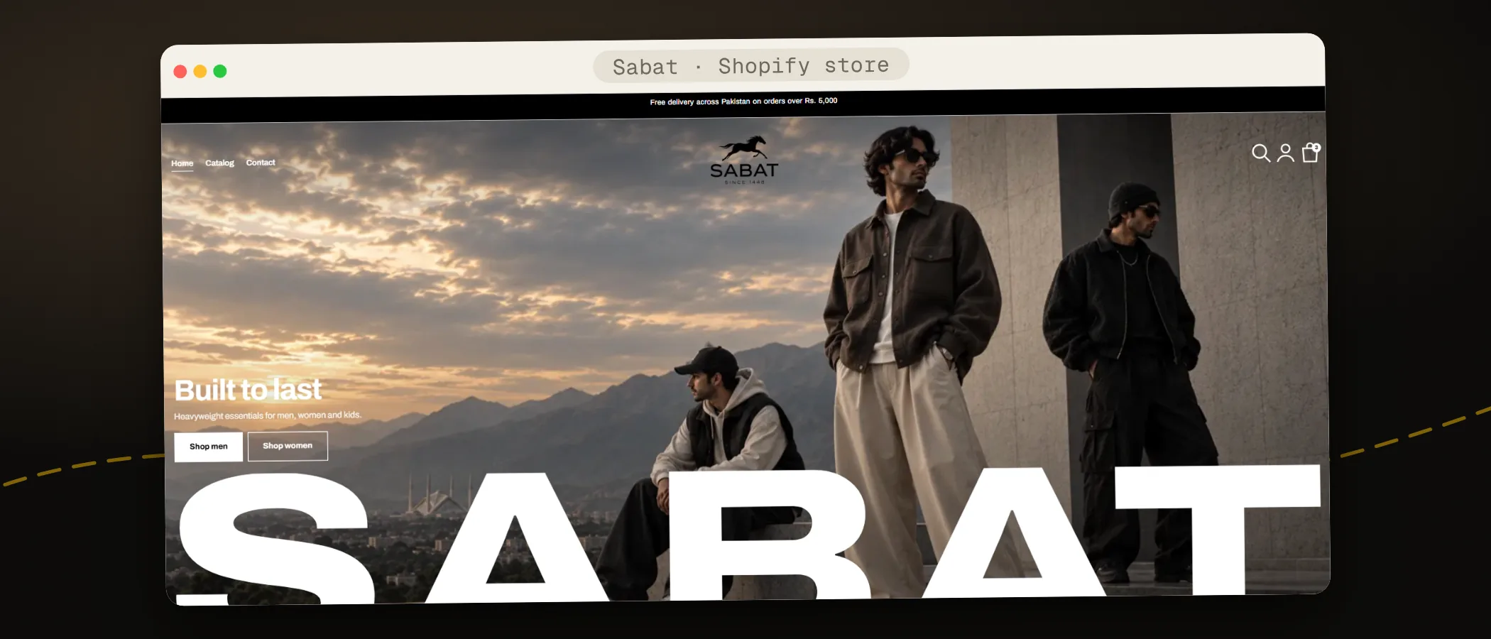 Sabat Shopify store homepage