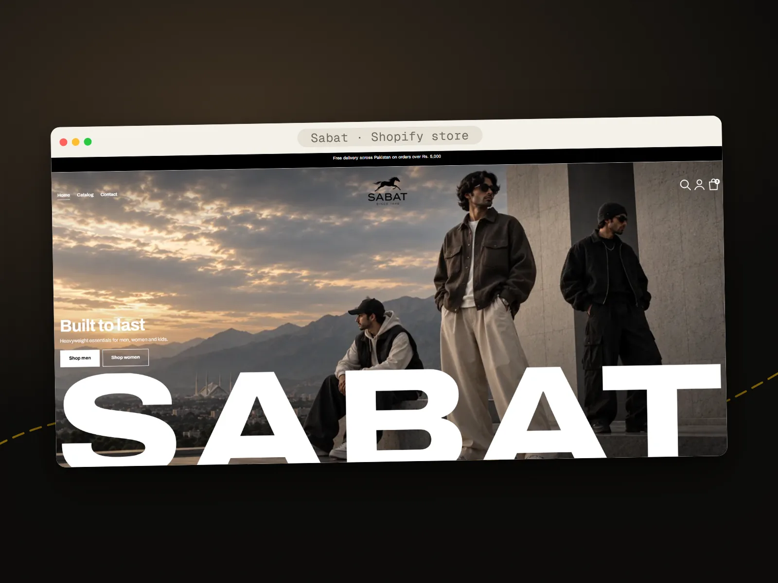 Sabat Shopify store homepage